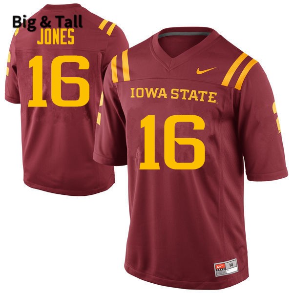 Iowa State Cyclones Men's #16 Keontae Jones Nike NCAA Authentic Cardinal Big & Tall College Stitched Football Jersey PG42R68JQ
